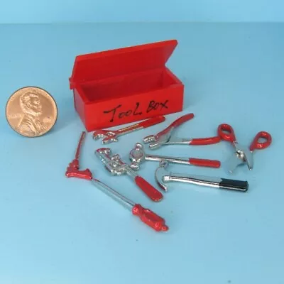 Dollhouse Miniature Tool Box With Metal Tools Hammer Screw Driver Wrench B0251 • $5.39