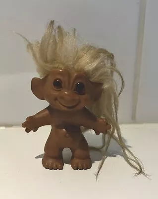 1960’s Vintage DAM Troll Doll Figure Amber  Eyes 3” Inch Thomas Dam Great Hair  • £14.99