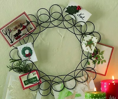 Christmas Holiday Metal Spiral Wreath Greeting Card Office Note Holder 14.5  • $19.99