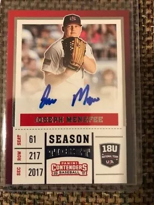 JOSEPH MENEFEE 2017 Panini Elite Contenders USA Baseball Ticket AUTO • $6.99