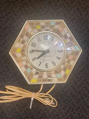 Vintage General Electric GE 8  Mid Century Modern MCM Tile Deco 115V Wall Clock • $22.95