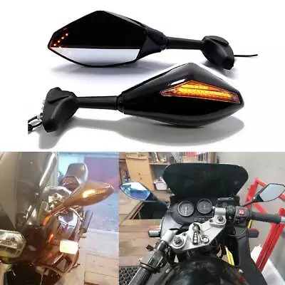 For Suzuki GSX 600F 97R Motorcycle LED Turn Signal Rear View Side Mirrors Black • $39.66