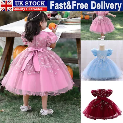 Toddler Girls Bridesmaid Dress Baby Flower Party Bow Wedding Dresses Princess • £17.99