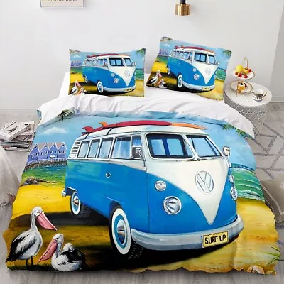 Queen Size Quilt Cover And 2 Pillowcases Kombi Surfs Up Design Jenny Sanders Art • $99