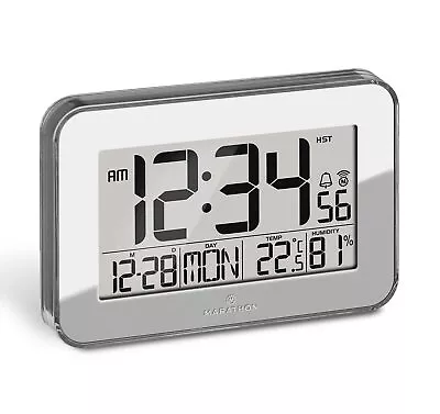 Marathon CL030060SV Crystal Framed Atomic Wall Clock With Temp (Open Box) • $32.97