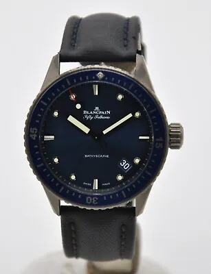 Blancpain Fifty Fathoms Bathyscaphe Blue Ceramic 44mm 5000-0240-O52A Strap • $6499