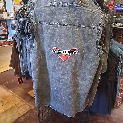 Victory Motorcycle Embroidered Denim Cutoff Shirt 3XL • $45