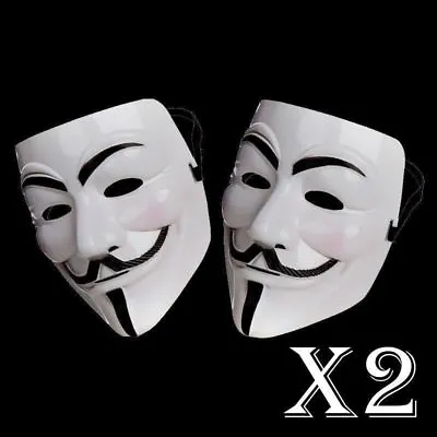 Halloween Face Mask 2 X Anonymous Hacker V For Vendetta Guy Fawkes Fancy Dress • £9.99