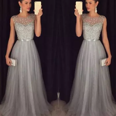 $30.99 • Buy Womens Long Maxi Formal Dress Wedding Bridesmaid Evening Party Prom Ball Gowns