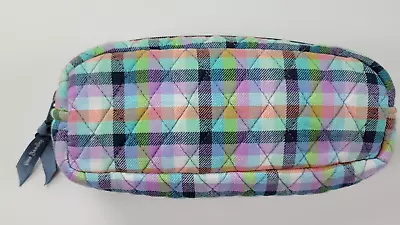 Vera Bradley Makeup Bag Gingham Plaid Pencil And Brush Cosmetic Case Zipper • $12.99