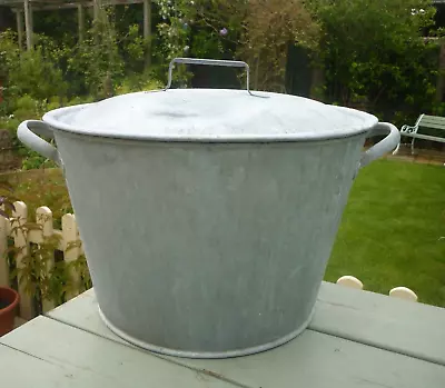 Vintage GALVANISED WASH TUB With Lid And Drainer  ~Ideal Planter~ • £4.20