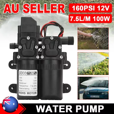 160PSI Pressure 12V Water Pump Caravan Accessories Camping Boat Self-Priming Kit • $31.95