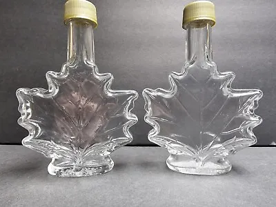 LOT Of 2 -  MAPLE LEAF SHAPED  Glass  Bottles GREAT CONDITION • $5.79