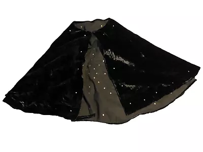 VTG Black Womens Velvet Cape Beaded Embellished Rhinestone Star Design Back • $45