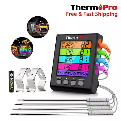 ThermoPro TP17HW Meat Thermometer For Grilling And Smoking With 4 Probes Cook • $23.99