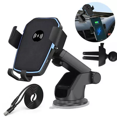 Car Wireless Charger Automatic Clamping Phone Holder Mount For Samsung IPhone • $13.99