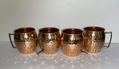 Set Of 4 X Pure Copper Handcrafted Moscow Mule Mug Cup With Brass Handle. • $15