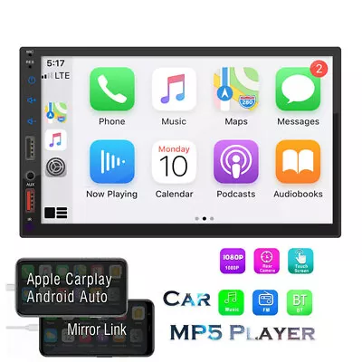 Double 2 DIN Car Stereo Apple CarPlay/Android Auto Bluetooth FM-Radio USB • $84.25