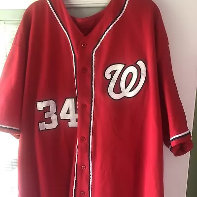 Bryce Harper Washington Nationals Red Majestic STICHED  Size 56 Cool Base Preown • $30