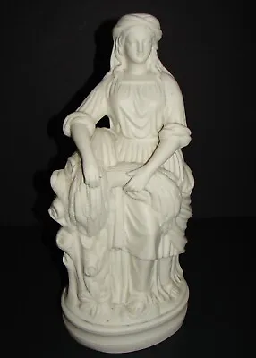 Antique 19th C English Parian Ware Figurine - Woman Holding Sheaves Of Wheat 13  • $180