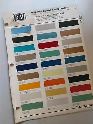 1964-1969 DODGE TRUCKS Vtg. RM RINSHED-MASON Automotive Paint Chip Color Chart • $14.99