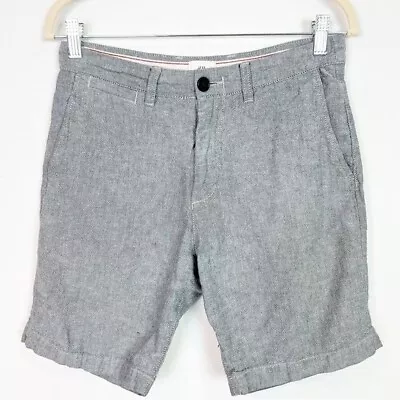 H&m Gray Chambray Mens Flat Front Cuffed Shorts Mens Sz 29 • $13.96