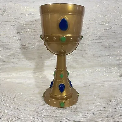 Medieval Style Jeweled Goblet Gold King Queen Pirate Halloween Blue/Green Accent • $10.99