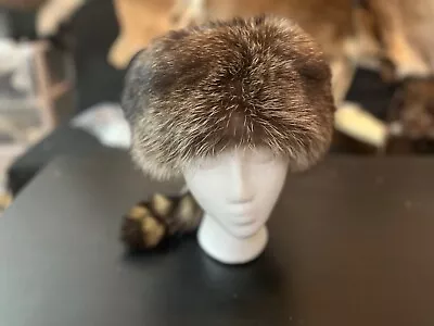 Real Raccoon Fur Davey Crockett Hat With Tail Size M/L Poly Lining Fur Pelt • $95