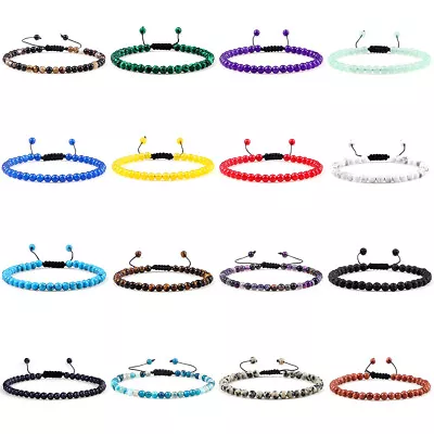 4mm Assorted Natural Gemstone Round Beads Handmade Braid Bracelet Reiki Chakra • $2.68