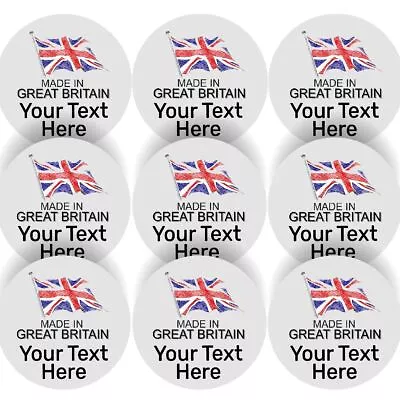 144 Personalised Made In Great Britain 30mm Union Jack UK Glossy Stickers Labels • £3.98