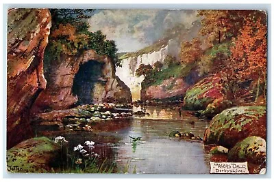 1904 River Scene Millers Dale Derbyshire England Oilette Tuck Art Postcard • £9.37