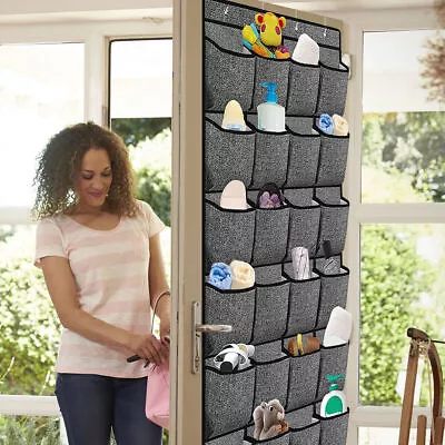 24Pocket Hanging Shoe Holder Storage Box Over Door Rack Hanger Closet Organizer. • £9.98