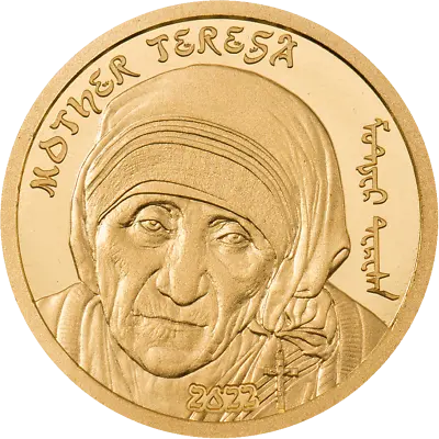 MOTHER TERESA - 24K GOLD COIN In Capsule With COA 1/2 Gram 11mm - 2022 Mongolia • $76.50