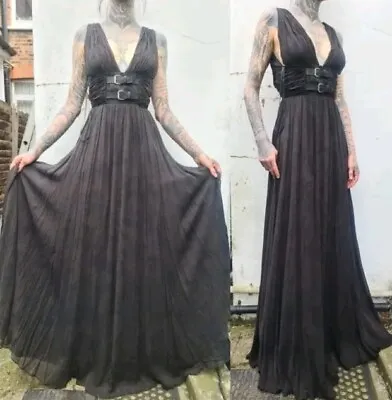 MISS SIXTY Long Maxi Dress Organza Luxury Silk Rrp £379 Wide Skirt Train • £80