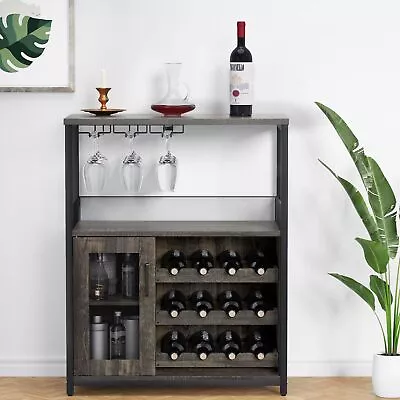 Coffee Wine Bar Cabinet With Storage Farmhouse Sideboard And Buffet Cabinet ... • $129.12