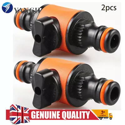 2PCS 1/2  Garden Hose Pipe In Line Taps Shut Off Valve Fittings Connectors UK • £6.94