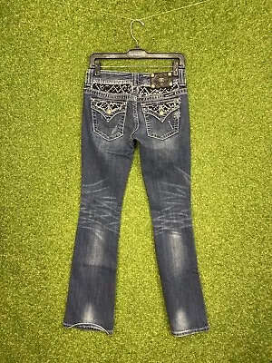 Womens Miss Me Easy Boot Jeans Size 27 Embellished 29x32 JE5002E64X Flap Pockets • $23.99