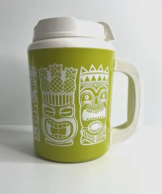 Tiki Jumbo Travel Mug 34 Oz Super Insulated Thermo-Serv Green With Lid USA Made • $16.20