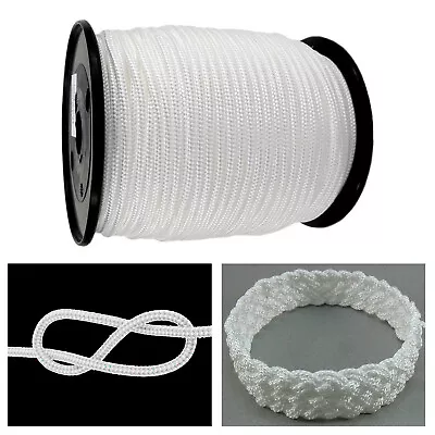 White Nylon Cord 2 Mm Rattail Thread Kumihimo Shamballa Macrame 1 - 250 Metres • £29.69