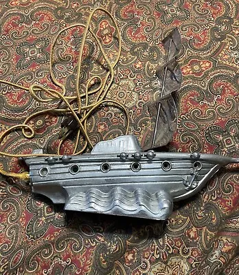 Antique Metal Sailboat Ship Lamp Cast Metal Silver Tone • $34.99