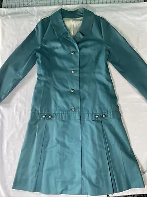 Vintage 60s 70s Trench Peacoat Coat ILGWU Tag Teal Blue Cute Retro • $14.99