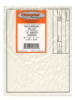 Vellum Sheets With Engineer Title Block 8.5x11 Inches 16 Lb. 60 GSM 1000H 100... • $14.80