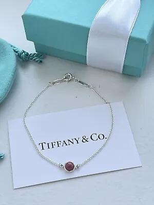 Tiffany & Co Silver Elsa Peretti Color By The Yard Pink Rhodonite 7” Bracelet • $275