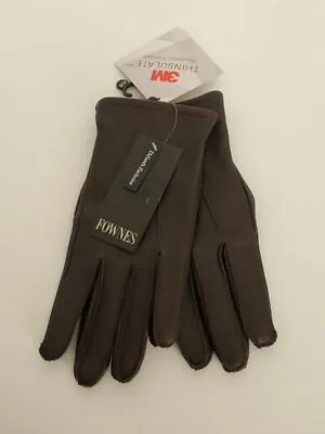 Men's Fownes Brown Leather Thinsulate Gloves Size Medium Nwt $ • $32.50