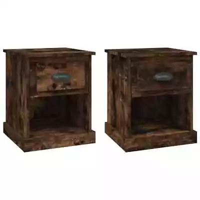 2x Bedside Tables Set Wooden Drawers Storage Side Cabinets Nightstand Smoked Oak • $95.92