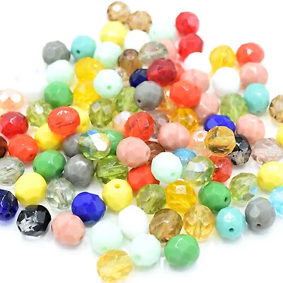 Czech Fire Polished Faceted Glass Mix Round Beads - Pick Colour & Size • £2.90