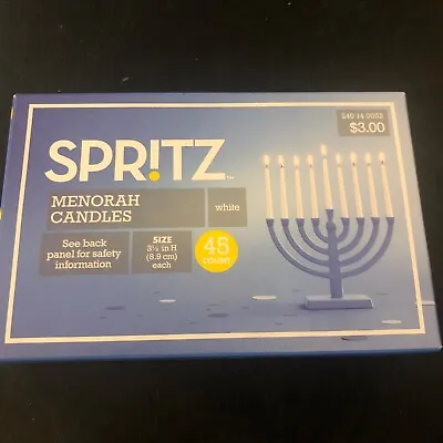 Spritz 45ct White Hanukkah Menorah Small Candles 3 1/2  H Festival Of Lights New • $3