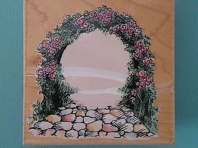 Floral Garden Arbor W/Cobblestone Path STAMPENDOUS Rubber Stamp • $13.99