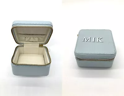 Pottery Barn MIK Mono Quinn Leather Petite Travel Box Shadowprint BLUE FLAW • $29