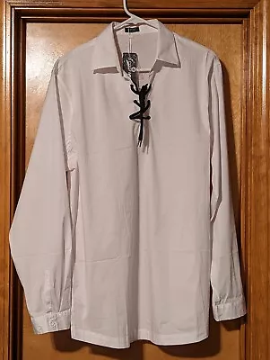 Coofandy Men's Scottish White Jacobite Ghillie Kilt Shirt (M) New • $12